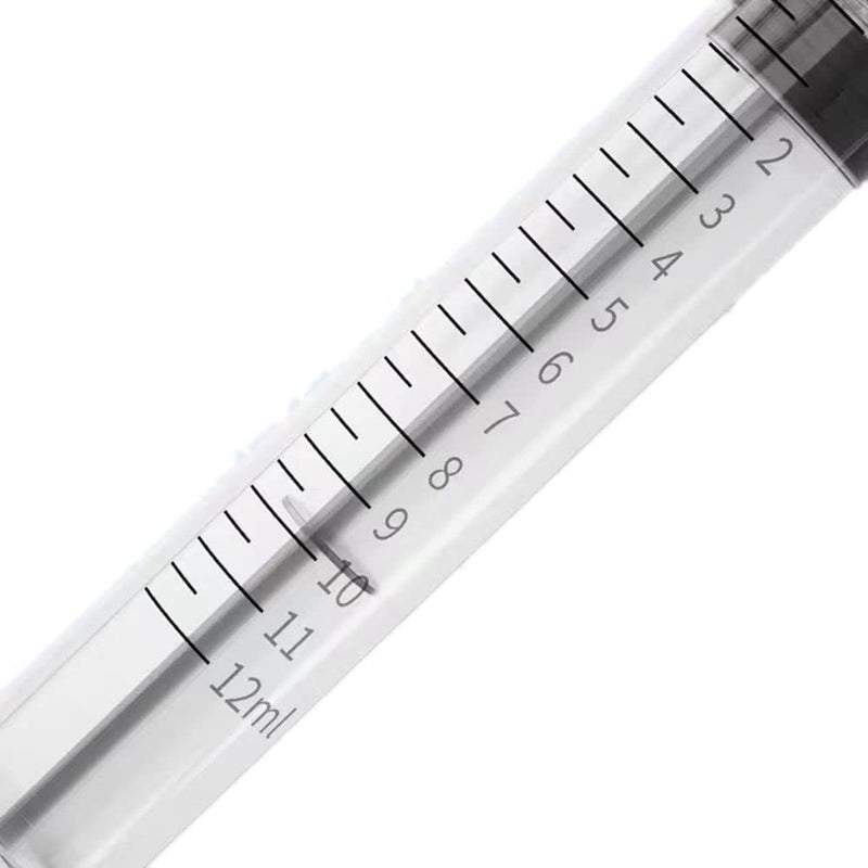 [Australia - AusPower] - 10 Pack Dental Syringes with Curved Tip Disposable Gradient Dental Irrigation Syringes for Oral Dental Care Tonsil Stone Removal Laboratory Feeding Small Pets Curved Measurable (12ml, transparent, 10) 12ml 