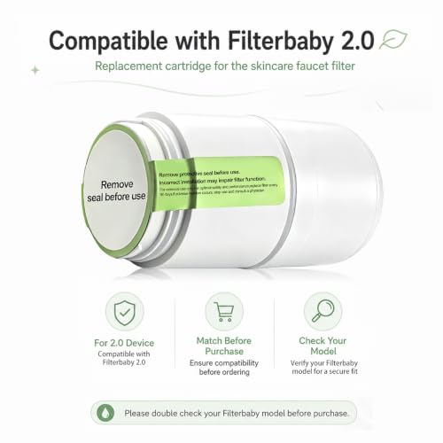 ASUCDEI replacement filter refill compatible with Filterbaby Skincare 2.0 faucet mount filter, 1-pack