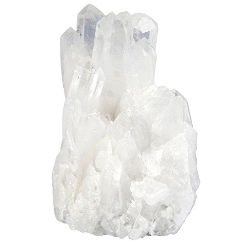 mookaitedecor Titanium Coated Natural Rock Crystal Cluster Geode Specimen Transparent White