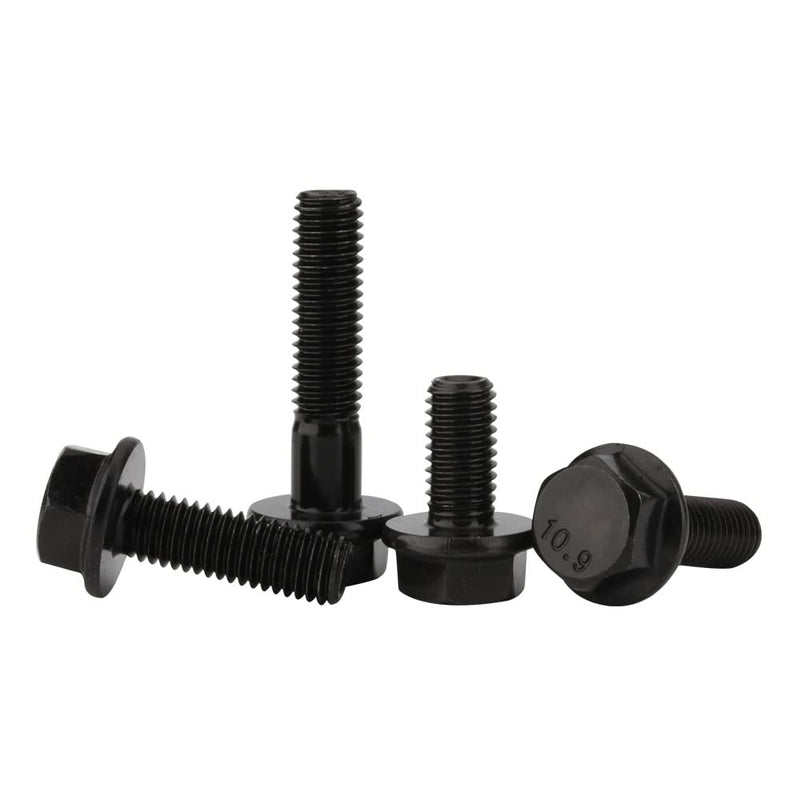 [Australia - AusPower] - M8 x 35mm Flanged Hex Head Bolts Flange Hexagon Screws, Grade 10.9 Alloy Steel, Black Oxide Finish, Partial Thread, 10 PCS M8 x 35mm Partial Thread 