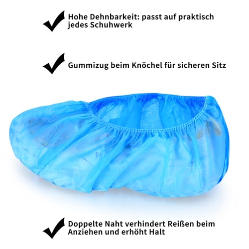 60 Disposable Shoe Covers, Waterproof, Non-Slip Shoe Covers, Extendable, Up to XL Code, Multipurpose Shoe Cover for Family, Clinic, Laboratory, Overshoes, Size One Size