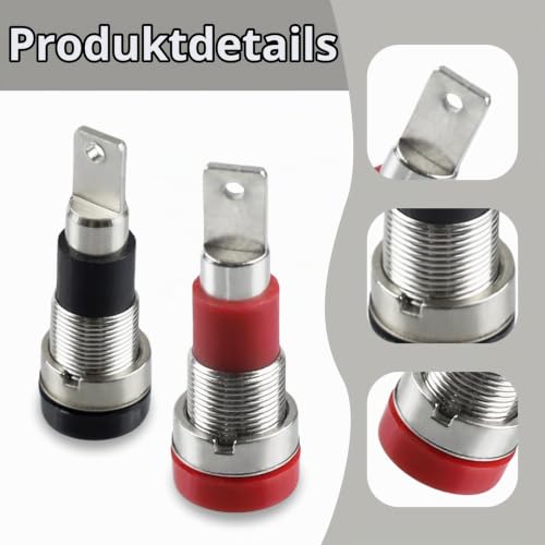 Pack of 12 Banana Socket 4 mm - Banana Plug Socket for 4 mm Plug - Red & Black (6 Pieces) - Banana Plug Connection Socket Max. 10A - 29 x 10 mm - Insulated & Conductive