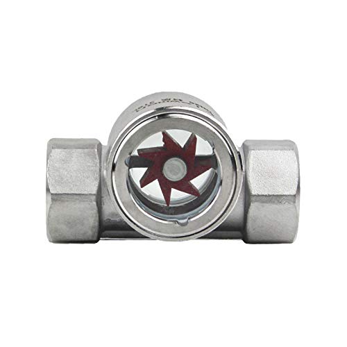 [Australia - AusPower] - 1/2"NPT Stainless Steel 304 Sight Water Flow Indicator with Impeller 362Psi 2.5MPa 1/2" 