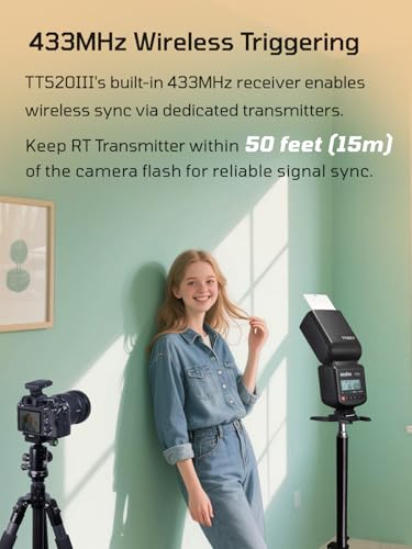 Godox TT520III Camera Flash,1.8s Recycle Time,433MHz Wireless Godox TT520III