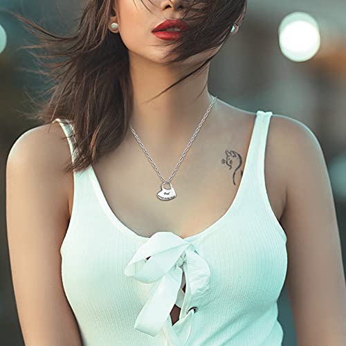 abooxiu Heart Urn Necklaces for Ashes Cremation Necklace for Ashes for Family Stainless Steel Cremation Jewelry - Forever in My Heart Silver-Dad