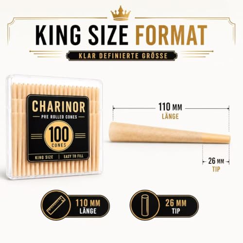 100 Pre-Twisted Sleeves XXL - Conical Cones Unbleached, Pre Rolled / 110 mm Pre-Rolled Longpapers/Papers with 26 mm Filter Tip 110mm Unbleached-100