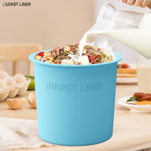 2 Gallon with Lid – Reusable Silicone Bucket Pail Liner for Kitchen, Outdoor, Gardening, Camping, Thinset & Paint Food Grade, Foldable & Heat-Resistant – Multi-Purpose,Blue Blue 2 Gallon With Lid