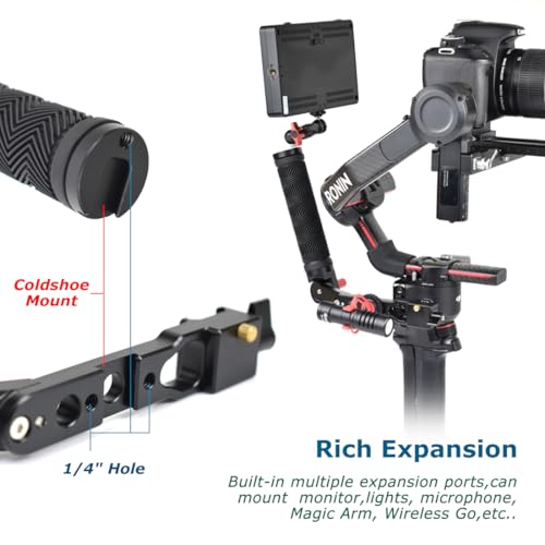 360° Adjustable Handgrip Handle with NATO Clamp for DJI RS3 Pro/RS3 Mini/RS3/RS2/RSC2, Gimbal Sling Grip with Coldshoe 1/4" Holes Extension Mount