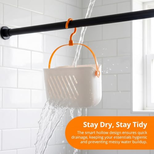 DOITOOL Hanging Shower Caddy, 2Pcs Plastic Mounted Shower Caddy Basket, Portable Kitchen Organizer Storage Organizer with Hook for Home Kitchen Bathroom, White