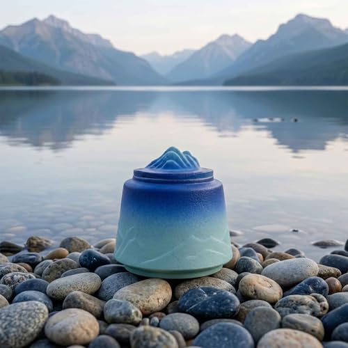 Small Keepsake Urns for Human Ashes, 3-Inch Ceramic Memorial Urn Blue