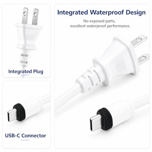 50FT Power Adapter for Ring Spotlight Cam Plus/Pro (Battery), Ring Outdoor Cam Plus (Battery) and Outdoor Cam Pro (Plug-in), 20W Long USB C Weather-Resistant Extension Cord, White