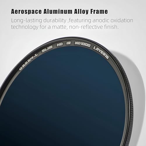 GREEN.L 52mm ND1000 Filter, 10 Stop ND Filter 52mm, HD Multi-Layer Nano Coatings Fixed Neutral Density Filter Nano Coating ND1000