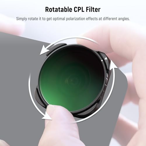 NEEWER Rotating CPL Filter for Hero 13, Multicoated HD Optical Glass Action Camera Adjustable Circular Polarizer Polarizing Filter Compatible with GoPro Hero 13 12 11 10 9, FL-GP23 Metal Frame