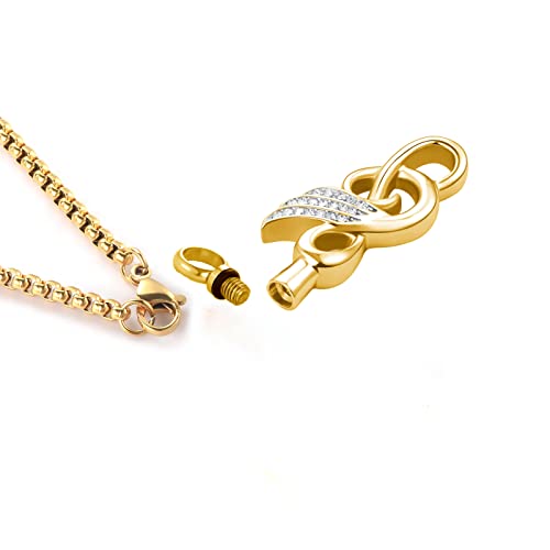 QeenseKc Butterfly MusicCremation Urn Necklace for Ashes Keepasake Memorial Urn Locket for Ashes Jewelry Gift Chain