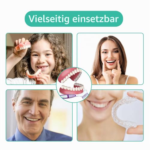 2 Pack Denture Toothbrush, Mini Toothbrush, Double Angle Brush Head, Portable Ergonomic Denture Cleaning Brush, Dental Device (Green + Orange) Green + Orange