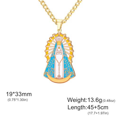 VASSAGO Our Lady of Luján Necklace Virgin Mary Pendant for Women Gold