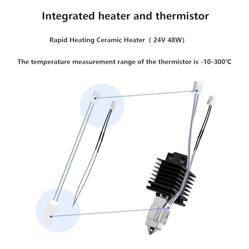 2PCS 0.2mm X1 X1C Hotend, Upgraded All-Metal Hardened Steel Nozzle Hotend Pre-assembled with 24V 48W Ceramic Heater & High-Temp Sensor Thermistor Replacement Hot end for Bambu Lab X1/X1C 3D Printers 2