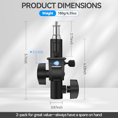 WELLMAKING 2PCS U Shape Tilt Adapter Umbrella Holder for Studio Light Stand D set