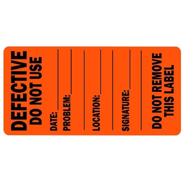 'Defective Do Not Use' Medical Labels