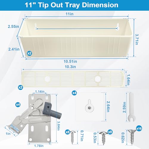 Upgraded 11" Tip-Out Plastic Sink Trays with LD-0220-50SC Soft-Close Hinges 11" Trays +LD-0220-50SC Hinges