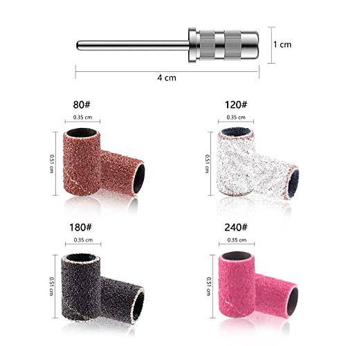 Sanding Sleeves Nail Cutter, Pack of 100 Sanding Sleeves, Sanding Caps Nail Cutter Attachments, Grit 80/120/180/240 Sanding Sleeves for Manicure Pedicure 80/120/180/240 sanding sleeves