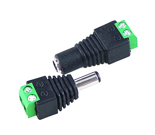 10pcs 5.5mm x 2.1mm Male and Female DC Plug Socket Power Adapter for CCTV Camera, LED Strip Lights Adapter Plug Jack Adapter Connector (5 x DC Female, 5 x DC Plug)
