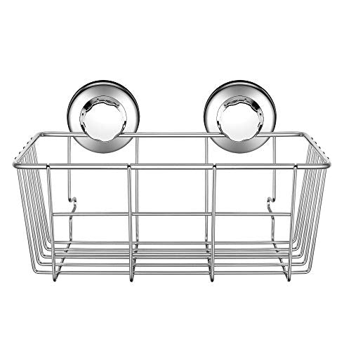 iPEGTOP Suction Cup Deep Shower Caddy Bath Organizer Wall Shelf for Large Shampoo Gel Holder Bathroom Accessories Storage -Rustproof 304 Stainless Steel, 2-Pack Chrome