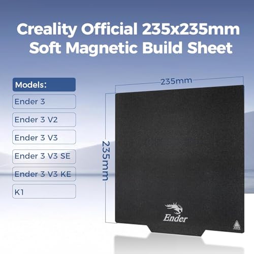Creality Ender 3 build plate, 2 pieces, 235 × 235 mm, soft magnetic, 3D printer bed platform with PC coating, 3D printer mat for Ender 3/Ender 3 V2/Ender 3 V3 SE/Ender 3 Pro/Ender 5 Pro 2PCS PC frosted