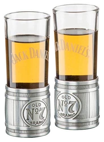 Jack Daniel's Old No. 7 Glass and Metal Barrel Shot Glass Set, Model# JD-38706