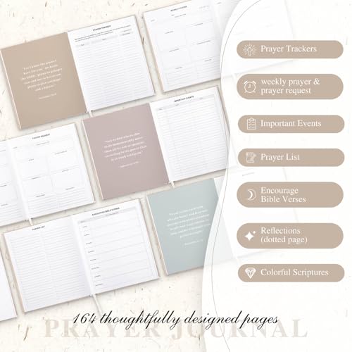Lanpn Bible Prayer Journal for Women Men, 68 Weeks Linen Bible Study Journal Christian Prayer Notebook Planner with Scripture Verse, Devotional Journal Religious Christian Faith Gifts Women, Beige