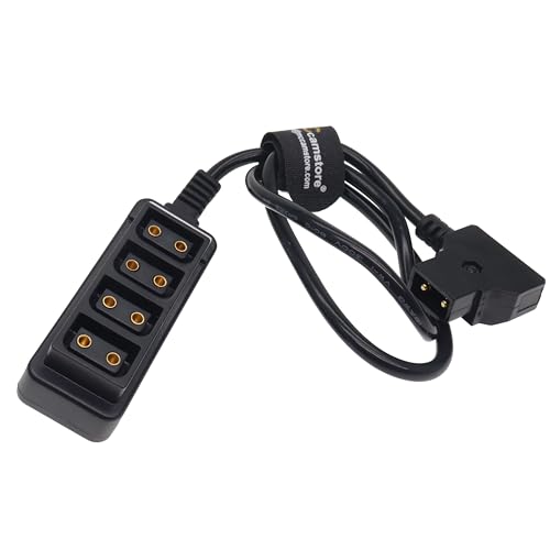 D-tap Splitter Cable D-tap Male to 4 Port Dtap Female Power Adapter for V-Mount Camera Battery P-tap Power Hub 70cm/28in