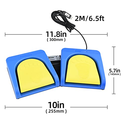 iKKEGOL Upgraded USB Double Foot Pedal Optical Switch Control 2 Key Two Button Program Computer Keyboard Mouse Game Action HID