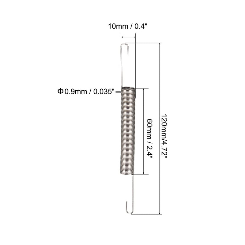 [Australia - AusPower] - uxcell Extension Spring - 0.9mm Wire Dia, 10mm OD, 120mm Length Spring Steel Small Dual Hook Tension Spring 2pcs 