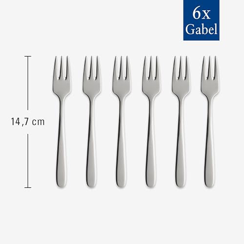 Villeroy & Boch Daily Line Collection Cake Forks, 6-Piece Set, 18/10 Stainless Steel, 5.75 x 1 in