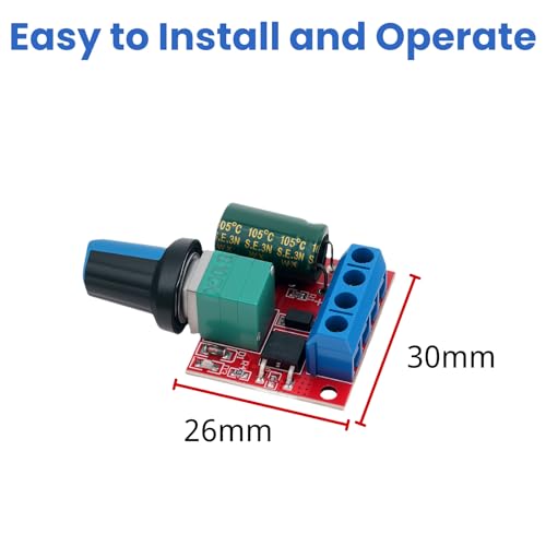 DC Motor Speed Controller PWM 5V-35V 5A Adjustable for 6V/12V/24V Fan, LED Strip, Electric Motors (Pack of 6)