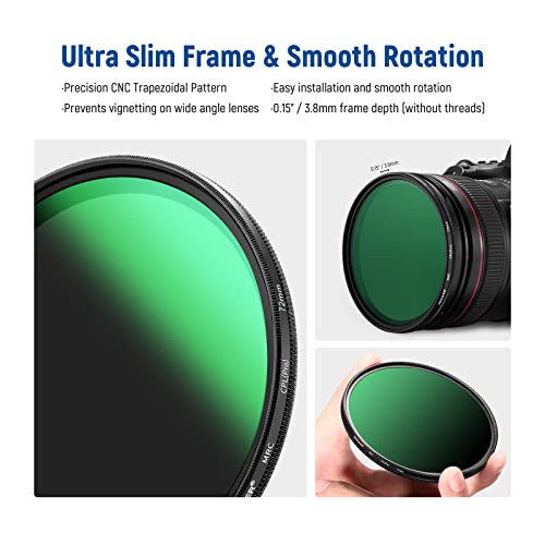 Neewer 72mm Polarizing Filter 30 Layer Multi Resistant Nano Coatings Circular Polarising Filter(CPL) Reduce Glare/Enhance Contrast/Ultra Slim/Reduces Reflection/HD Optical Glass Polarizer Filter