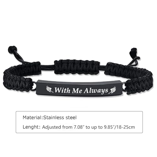 RIPFEVURN 4 Pack Cremation Jewelry Urn Bracelet for Ashes for Women Men Adjustable Memorial Keepsake Bangle Rope Braided Bracelet Black-4pcs