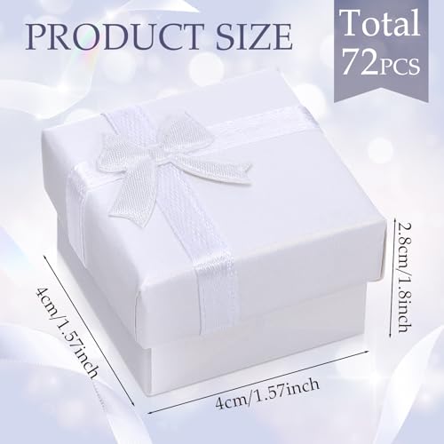 Bucherry 72 Pcs Bulk Ring Boxes Cardboard Gift Box,Pearl White Pearl White