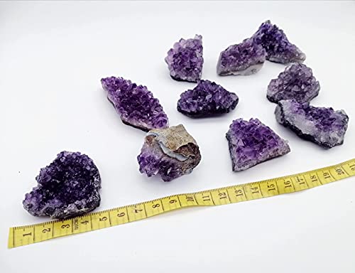 Raw Amethyst Clusters 10Pcs Real Natural Amethyst Crystals Geode Deep Purple Gemstones Bulk Healing Stones Meditation Home Decoration（30g-40g/pcs） Grade B-Deep purple