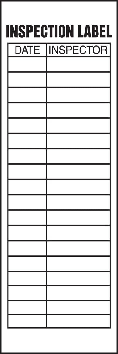 Accuform "Inspection Label", Pack of 5 Adhesive Vinyl Safety Labels, 6" x 2", Black on White, LELC525VSP