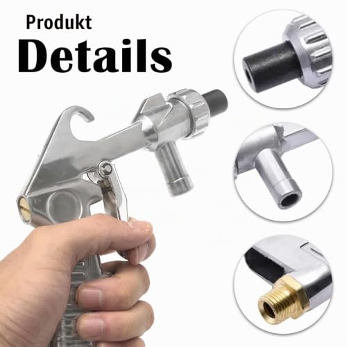 Sandblasting Gun Compressed Air Set, Sand Blasting Gun Kit with 1 m Rubber Hose, Sand Blaster with Nozzles of Various Calibres, for Sandblasting Device for Professional and DIY Projects