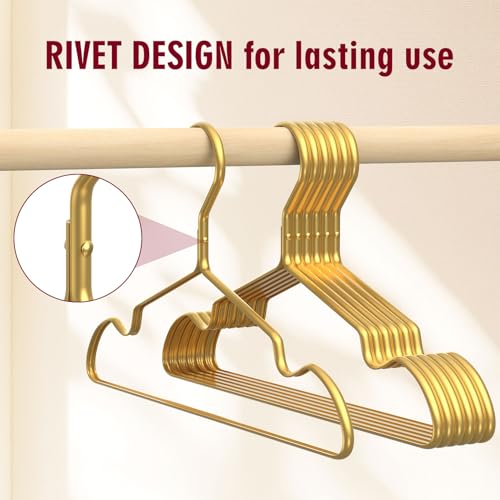 DOIOWN Gold Pants Hangers, 12 Pack Matte Aluminum Pants Hanger, 13.3” Light & Sturdy Gold Hangers Closet Organizers and Storage for Jeans, Strap Dress, Kids Clothes