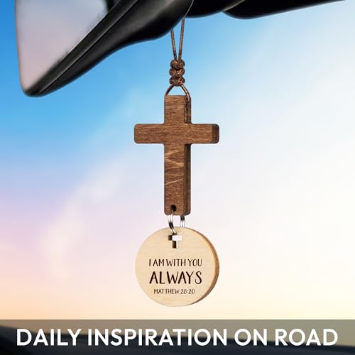 Car Accessories Christian Gifts for Women Men, Cross for Car Religious Gift I Am With You Always