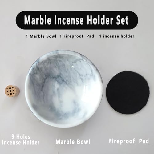 Handmade Natural Marble Incense Holder 9 Hole Ash Catcher Tray for Incense Sticks, Palo Santo & Sage | Spiritual Home Decor Gift for Yoga, Meditation (Pale) Pale