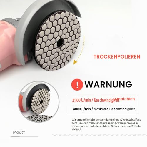 SHDIATOOL Dry Diamond Polishing Disc, Pack of 7, Grit 50 for Marble 100 mm | Diamond Grinding Pad Diamond Polishing Pad for Granite Stone Marble 4 Inch Grit 50