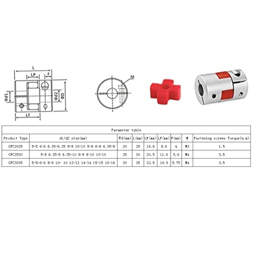 CHANCS D30 L35 Plum Model Motor Shaft Coupling Flexiable Coupler Aluminium Inner Diameter 14mm to 14mm for 3D Printer CNC Machine 14-14mm D30L35