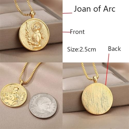 Heroine Joan Of Arc Athena Necklace Medallion Queen Coin Necklace For Women