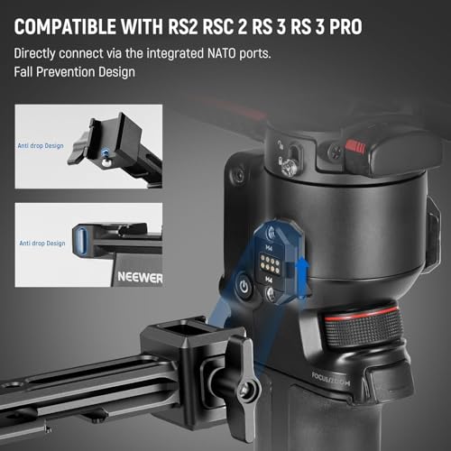 NEEWER Dual Handgrip Compatible with DJI RS5 RS4 RS4 Pro RS3 RS3 Pro RS2 RSC2 Ronin S SC Gimbal, Dual Handle Kit with 2 Mini NATO Rails, Quick Release NATO Clamps, 1/4" & 3/8" Threads, GA006