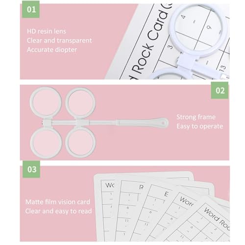 Plastic Optical Flipper, Adjustable Optometry Flip Lens Instrument, Eye Holder, Eye Trainer Occluder with Vision Test Card for Amblyopia (White)