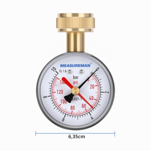 Water Pressure Gauge G3/4 Female Thread 0-10 Bar with Red Hand Water Pressure Test for Home